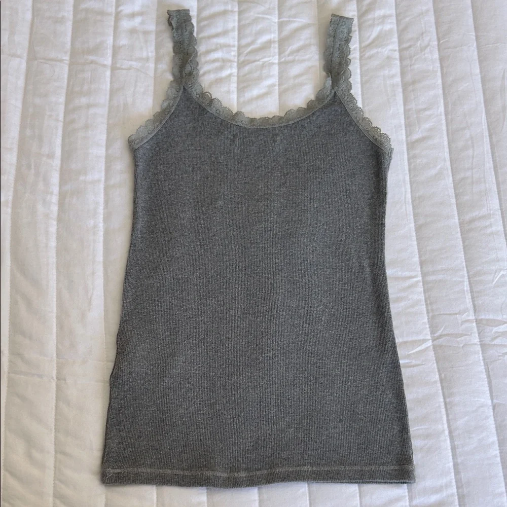 Abercrombie‎ & Fitch Charcoal Camisole with Floral Lace